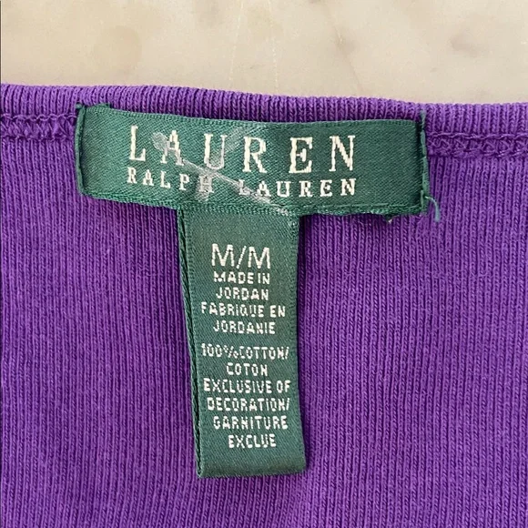 RALPH LAUREN Deep Purple Knit Pullover Crew Neck Tee Top M - Picture 2 of 16